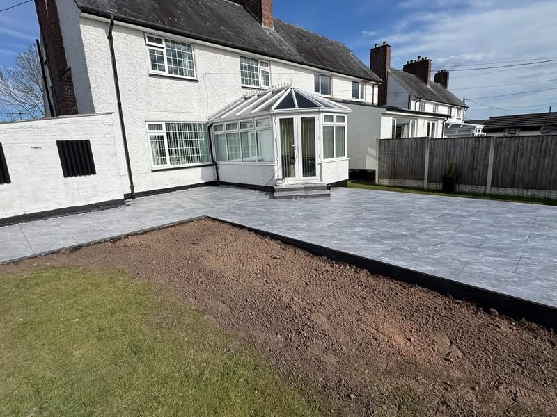 Rear elevation of the property in Gretna with completed porcelain patio